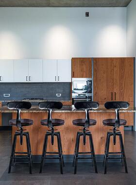 艺工直AT-206销业工风创意厂实木铁酒吧椅高脚凳客厅酒吧可升降吧