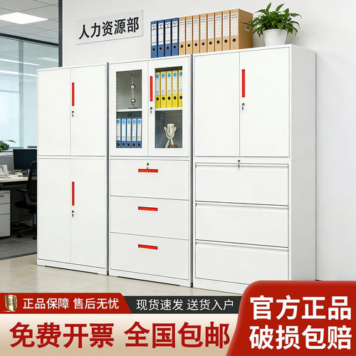 办公室文件柜铁皮柜资料凭证柜拆装带锁钢制储物柜矮柜收纳柜子