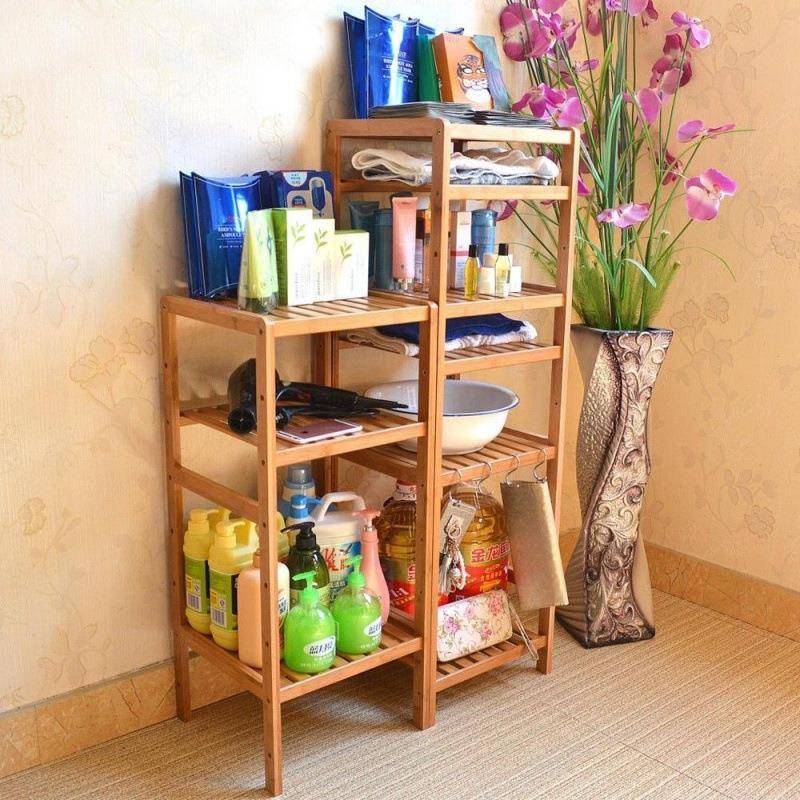 客厅生置物架木架子落卫间dt2T8w8Z地储物物架收纳架脸盆架楠竹厨