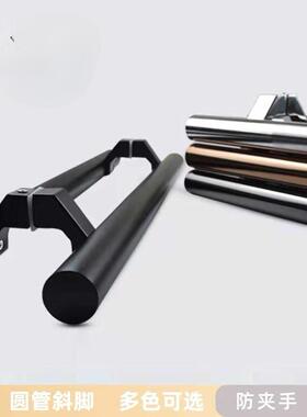 锈钢木移推拉有框玻璃门拉手亚黑色625V圆管斜脚KT不厢大门包把手