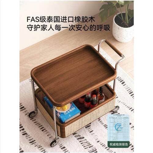 用茶几发边几可移动小推车藤编客厅家餐车木多功能收纳置沙BJ0182