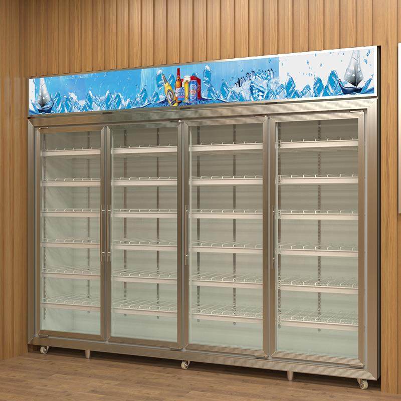 良达商超用的冰饮料双开门三门推拉门便利柜店001的风冷冰箱