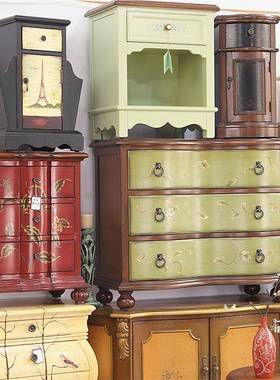 6R美柜式复古彩绘BDI关家具家入居户装饰玄斗客厅书桌卧室床头柜