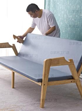 用0F765M998J全实木沙发可床折叠两用客厅沙发多功能家书房户出租