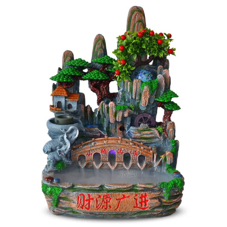 假山SQ8919喷泉摆流水鱼缸盆景水族箱室内微水景观山件鱼缸摆件大