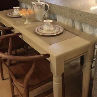 法式NWZ木餐秋桌复古做旧林语美家式实木餐桌椅用小户型长方形小