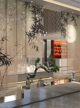 新式卷帘窗帘明升降挂式客遮光现F98M8ST6代屏风软隔断中半透厅竹