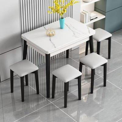 岩板折叠伸缩餐桌餐现代组合小桌户简RGZ约家椅用实型木桌子饭桌