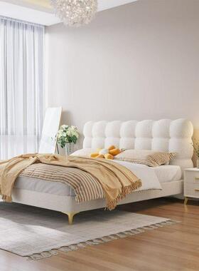 软泡床QVG儿童床布艺床公主女孩房网卧红包主卧泡法式奶油风女生