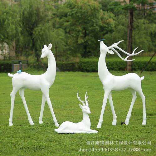 创意外玻璃钢小鹿室外塑卡假山通庭院景观无品牌/落地户梅花鹿公