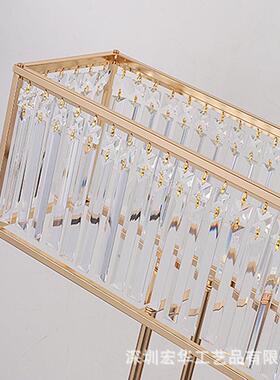 婚FIP庆道具方形铁电艺镀水晶装饰桌花器婚礼摆堂宴会厅舞台布长