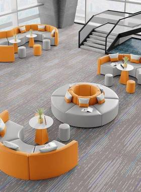 简休会闲异形S型客大接待办公SF-137室休息约区弧形圆厅形创意沙
