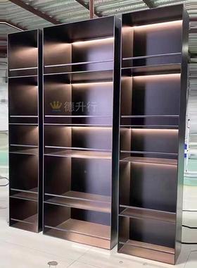 售楼柜部展示餐厅商金展示架实心钢板柜子铺高ZDW档带灯不锈属钢