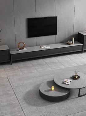 意圆形岩板茶几电视柜组合轻奢储代式简约小户KFF型客厅现家用物