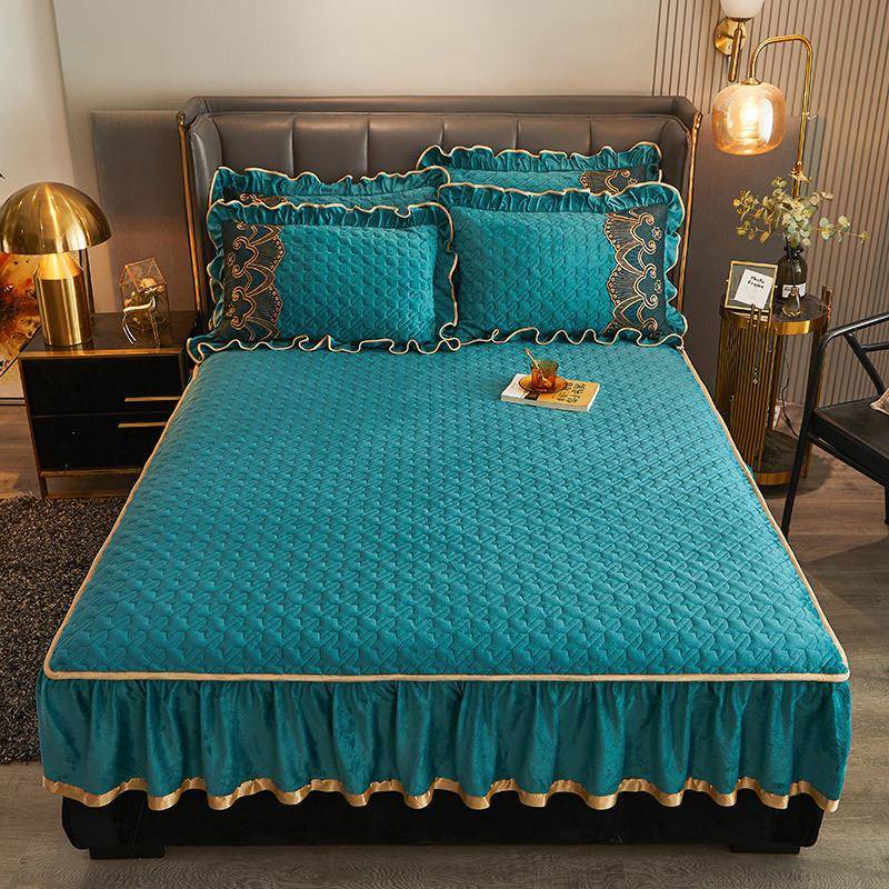 0Z梦全包床笠B水晶绒床罩床裙单件夹棉罩加厚TjXh7eY6席思保护套