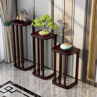 新中花架置物架新中式花仿支架实木室内落式地木花盆竹古客厅吊式