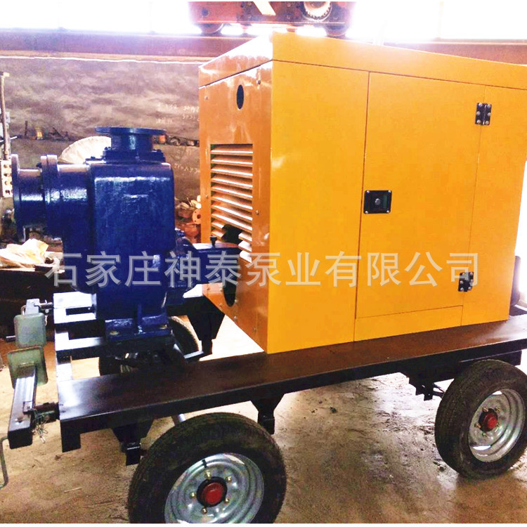 应急抢险移动泵车 4轮拖车式柴油机自吸泵 城市排涝抽水泵