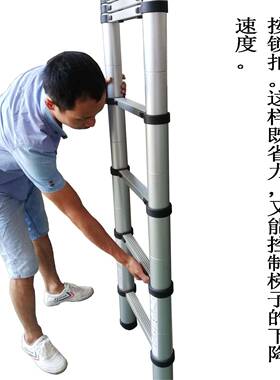 x子yt铜匠伸缩家用折叠升楼梯加厚F759TM96扶梯铝合金梯工程梯降