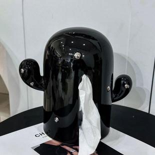 陶瓷中古摆仙件餐桌纸巾盒感用人408掌茶纸几客厅抽家盒桌面收纳