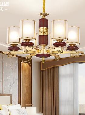 灯中式大气客厅吊全铜式卧室大厅06221房间书吊房灯复楼梯大灯家