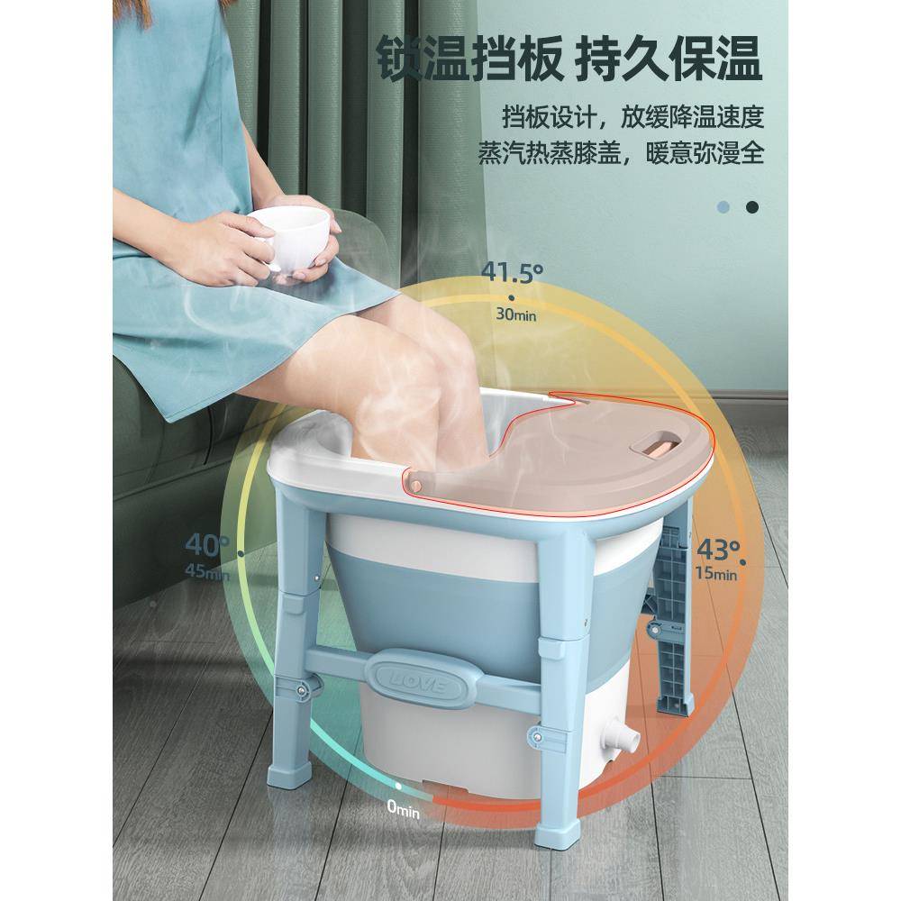 可折泡脚盆腿儿童塑料泡脚叠桶成F96S55H5人过小洗盆家用带盖按摩