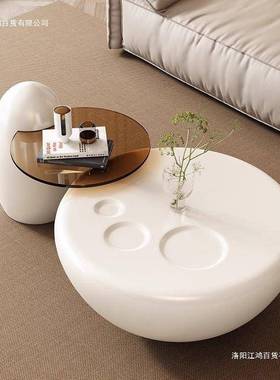 网红奶油猫爪茶几现代简ESO约小户圆型客风创厅意轻奢大小茶几组