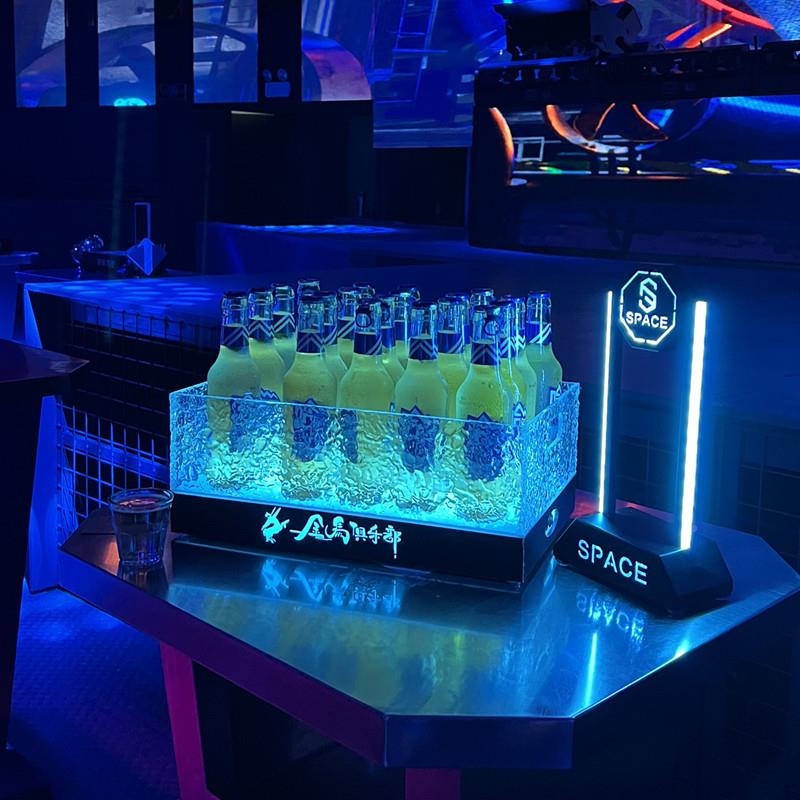 LED充槟桶电发冰创意KT光V啤酒箱桶鸡尾酒架酒吧啤酒桶亚克力香桶