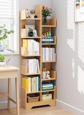 书地架UJX落置物架一体墙书柜子学生家用多层儿童收纳靠子架简约