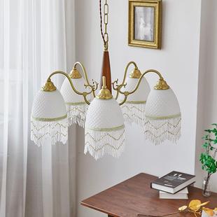 法美式 木艺 宫廷厅548吊灯复古流苏灯别客墅样板间卧室餐厅轻奢式