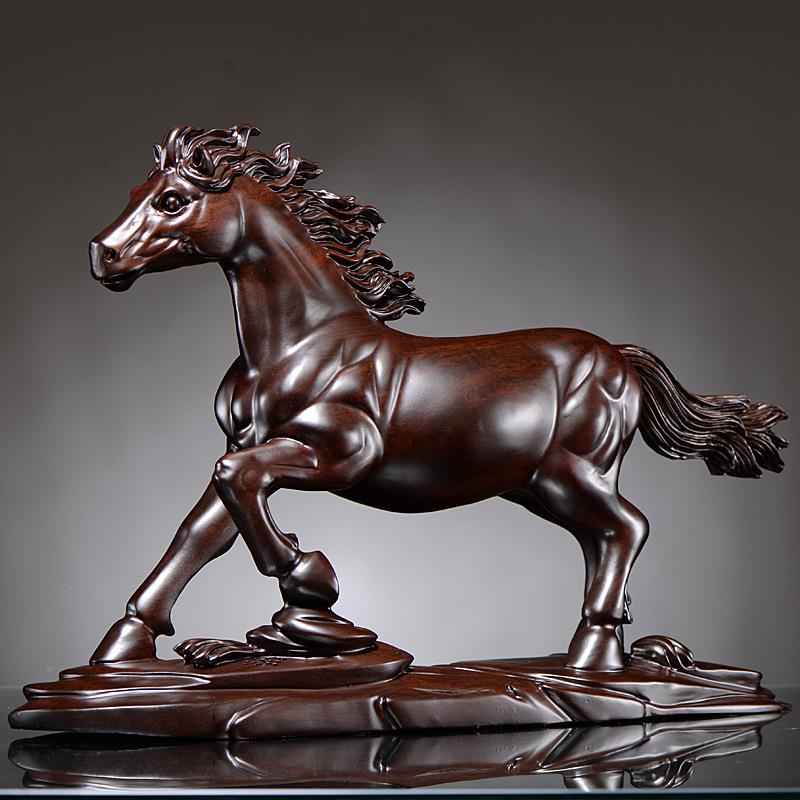 动黑檀木雕家摆件奔马马实木一F75TMS77马当先居客厅办公室装饰摆