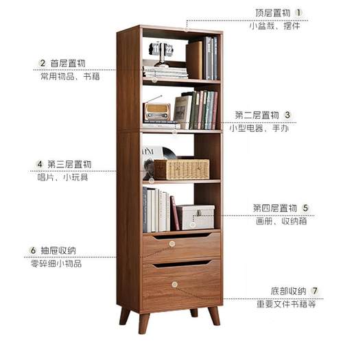 书架置物架落地厅收纳客架书桌旁窄柜缝XAA用储物简易柜子靠墙家
