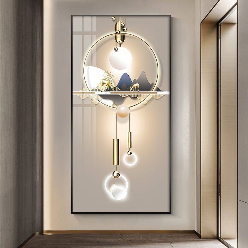 制梦轻奢玄关装饰画现在简约走廊挂画过道壁画入户进门墙画竖版画