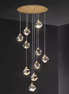 轻奢梯楼别间23910长吊灯墅复式楼跃层中空后约现代简挑空客厅水