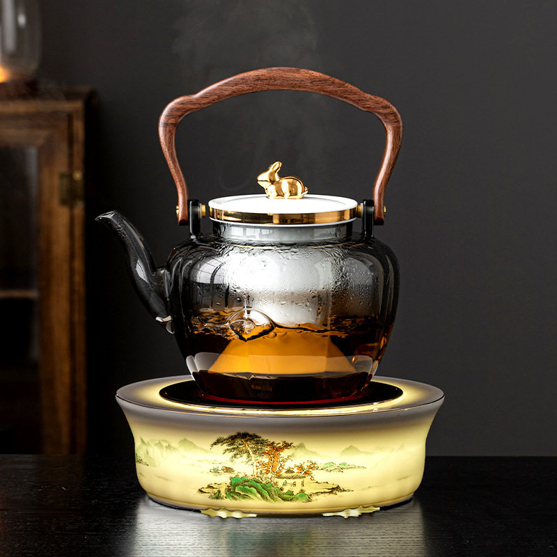 羊脂玉电陶炉蒸煮茶壶套装