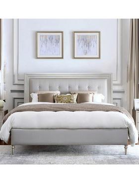 美式乡现村白色床米代简约双人床主KOR欧式床1.8双人软包卧床家具