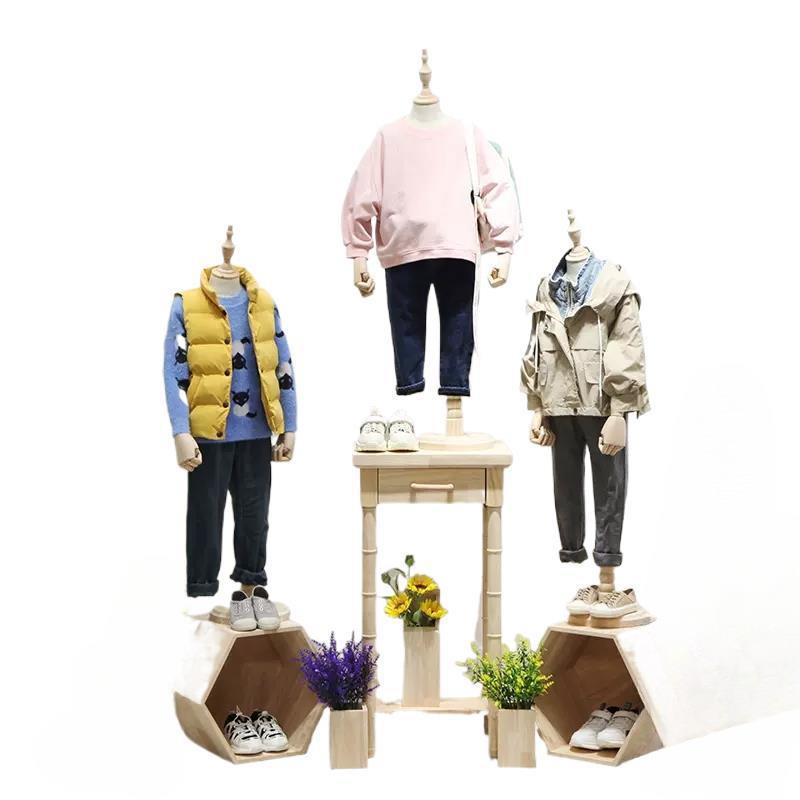 服装店F75958MS模特童装店半身地麻布模架特橱窗示带头童装展模特