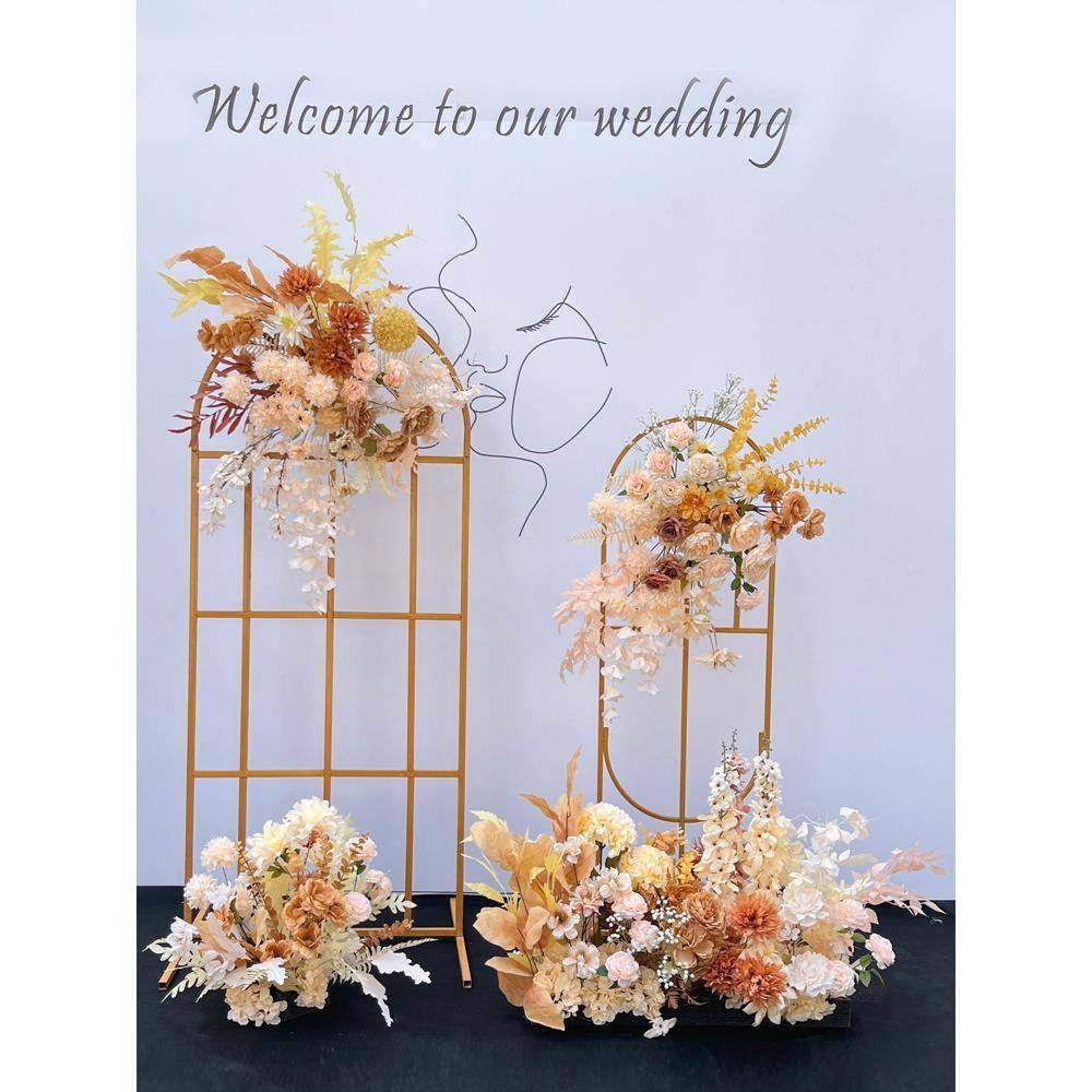 香槟景色婚庆排花饰婚礼装成品地排路引花舞JVE台背布花置排假花