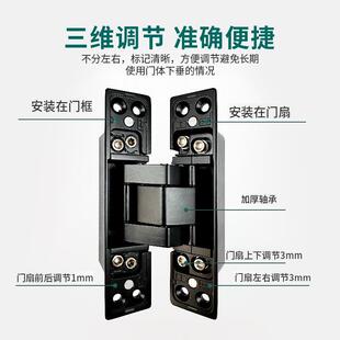 三维调头隐藏暗方合页叠方头三维木门合可页铰链木门折叠门十字暗