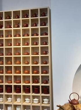 制实木格子定架墙上置饰物架壁挂收MNF小纳柜茶壶展示架品创意格