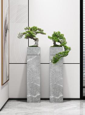 新中式落迎TZ-19017客松饰仿真盆栽酒地店售楼处关客厅玄大理石装
