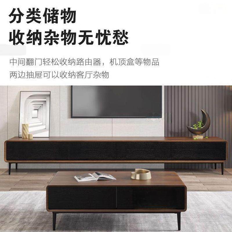 长条实木电WFE视柜胡桃高脚型防潮电视柜带腿色电视户柜小客厅电