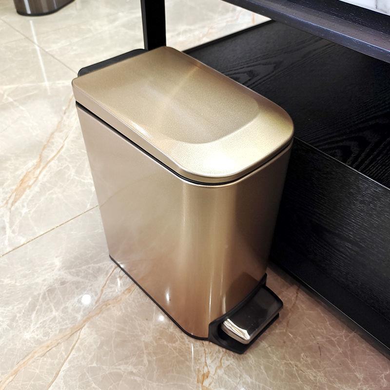 卫生间厕脚踏式带厨房垃圾所桶家用轻奢不锈钢盖客厅脚踩防臭KTV