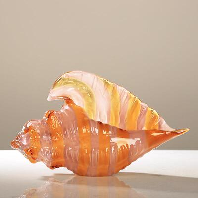 艺术琉璃彩色海螺摆件H321417A轻奢客酒店办公室玄关酒柜现厅简代