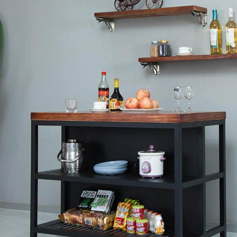 简约厨房中柜岛物台实木餐边柜料理台烤箱置操临PSV作台铁艺家用