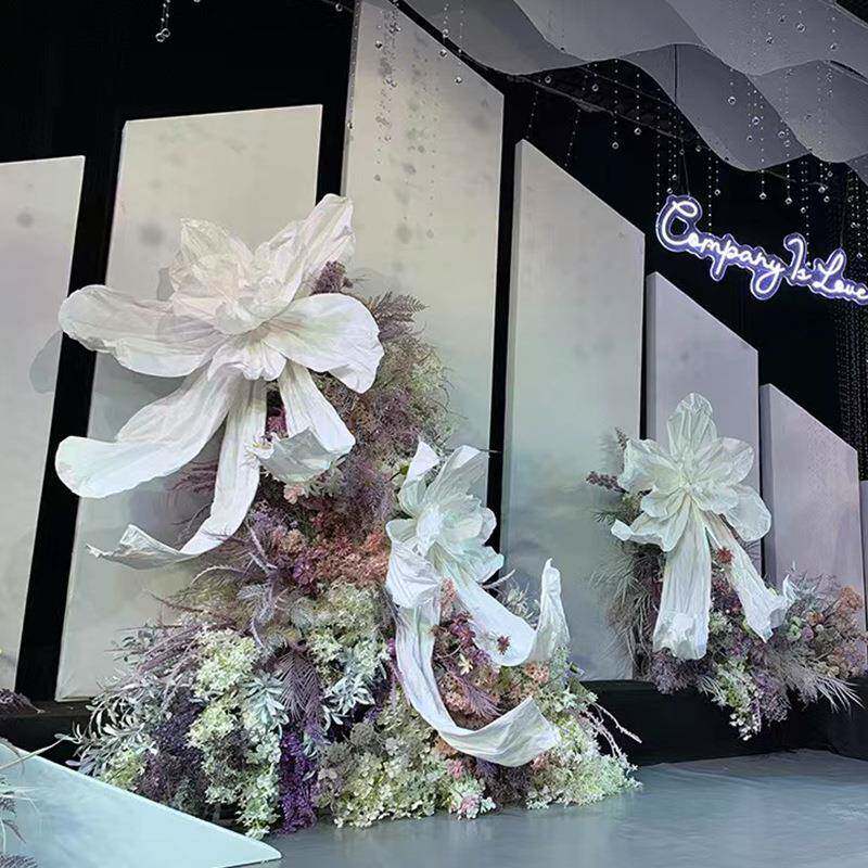 婚庆纸艺塑拖尾凤婚蝶大花手工花ZYH巨型立体纸花美花礼板背景道
