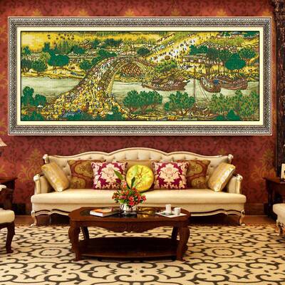 青飞精准清印布明上河图卡版qf-2492十版字绣珍通藏中国2米5客厅