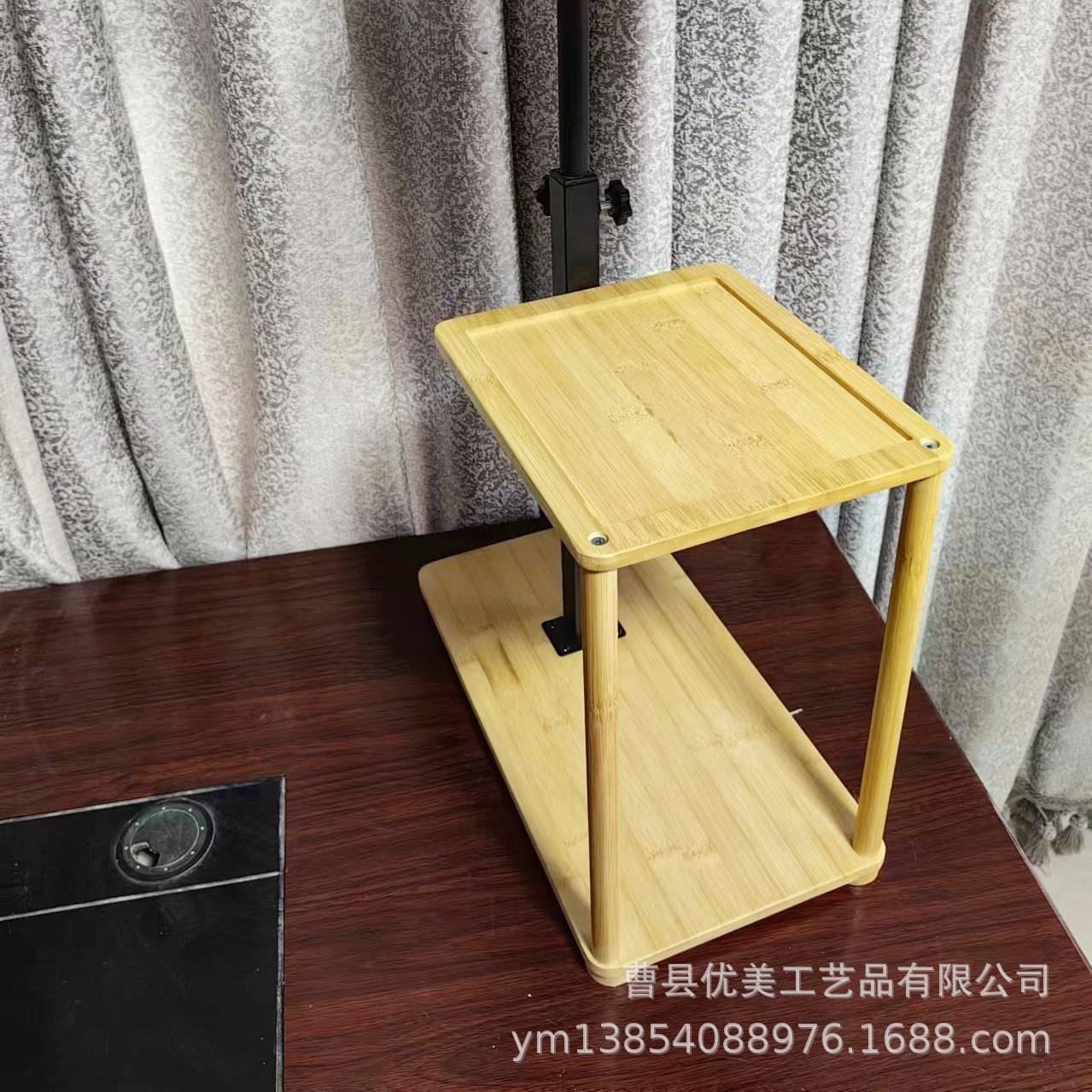 竹制浴缸架落地浴室收纳架木质置物架边几整理架可伸缩旋转收纳架
