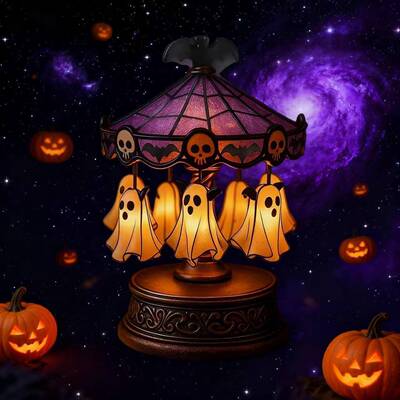 0夜7942亚马逊跨2境新品万圣节幽5灵旋转灯哥特风蝙蝠创意装