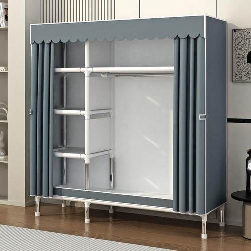 加衣柜家用卧室简易组装衣经柜全钢架粗加厚MTT出布租房结实耐用