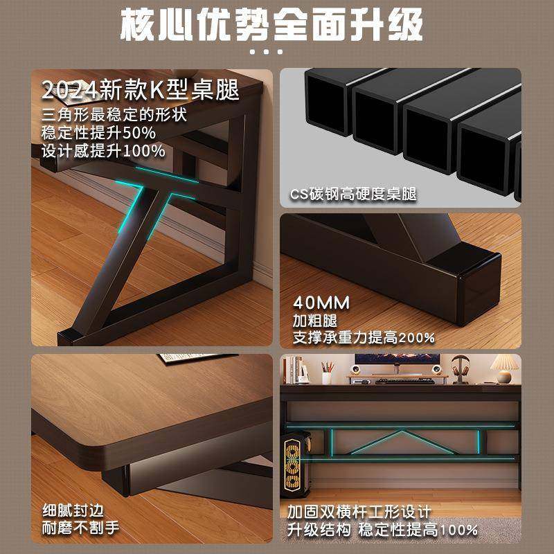 实木电脑桌家用办作台公桌卧室电桌式书桌学生学习桌竞子无品牌/